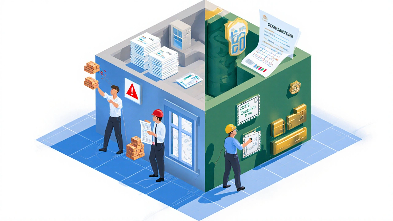 Kosten- und Qualitätsvergleich: Rohbau, Innenausbau, GU‑Zuschlag nebeneinander.