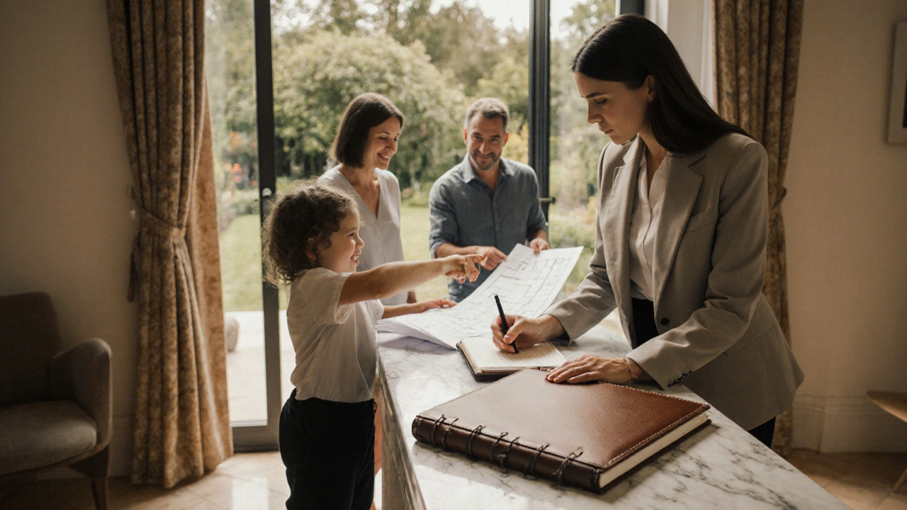 Immobilienmakler trägt Kontaktdaten von Interessenten in ein Gästebuch ein.