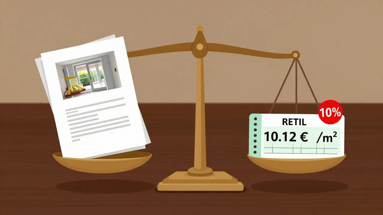 Waage mit Sanierungsbelegen und zulässiger Miete von 10,12 €/m² mit 10%-Limit.