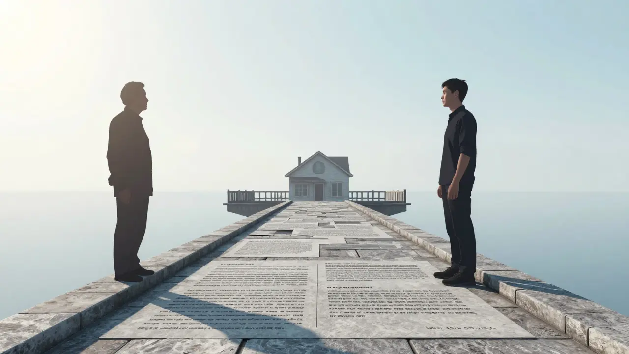 Konzeptuelle Brücke zwischen Generationen zu einem sicheren Haus.