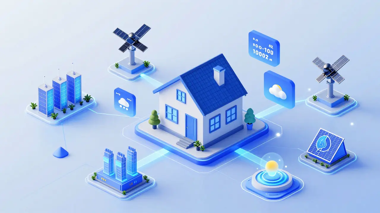 Konzept der intelligenten Energiesteuerung und Vernetzung smarter Häuser