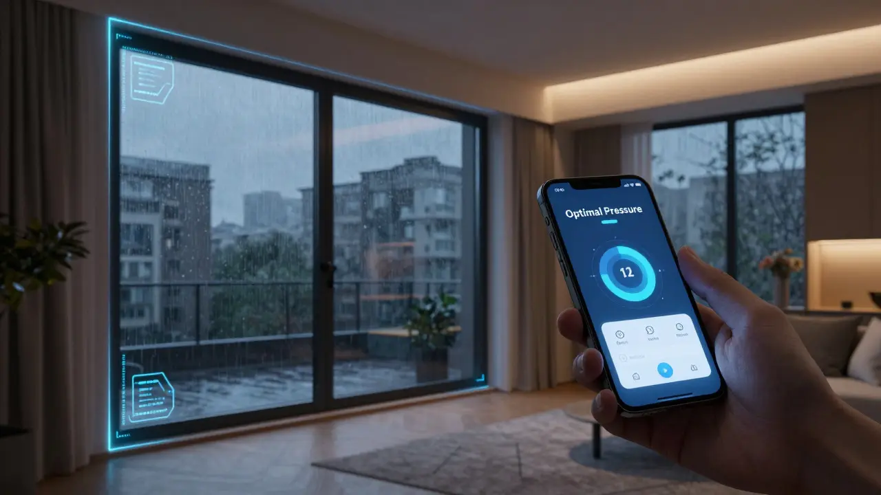 Smart-Fenster mit Druckmessung und App-Steuerung