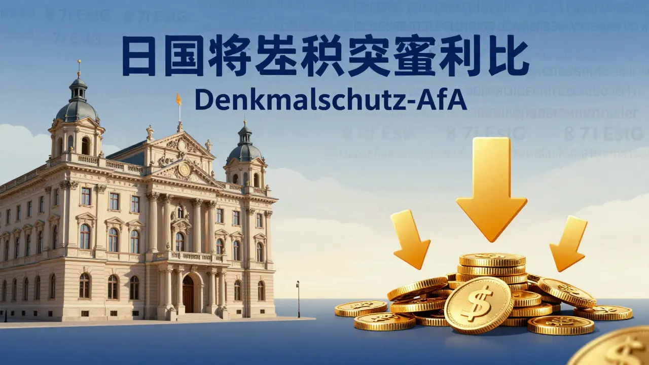 Symbolische Darstellung steuerlicher Vorteile bei Denkmalsanierung