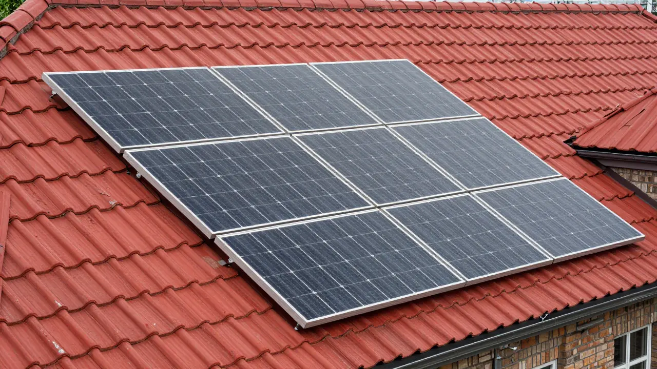Dunkle Solarmodule nahtlos in historischem Ziegeldach integriert