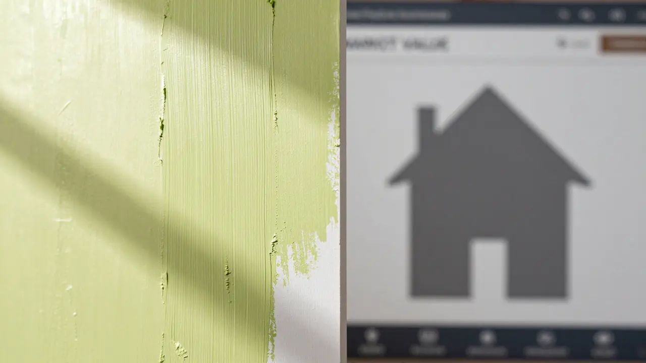 Kontrast zwischen frischem Putz und schattigem Immobilienwertverlust