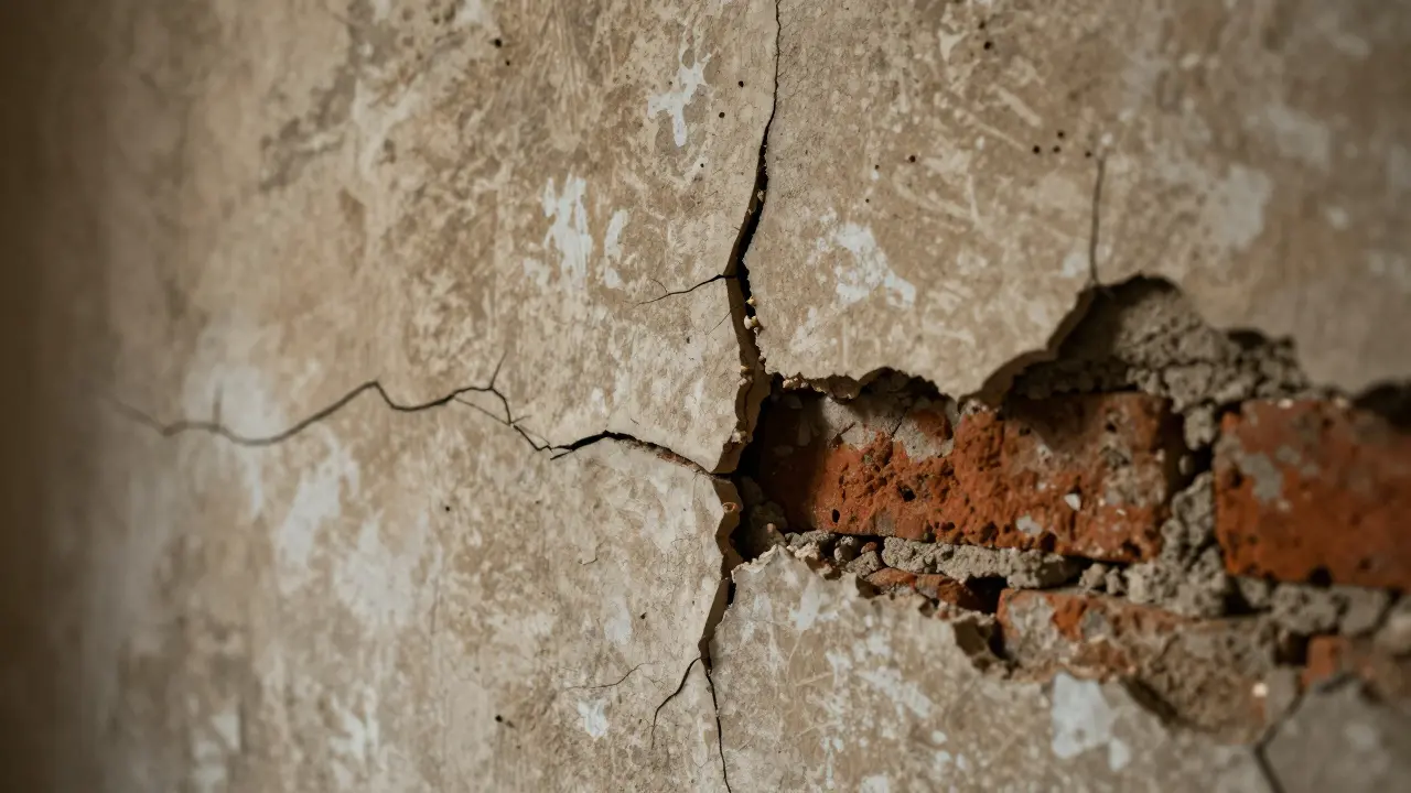 Strukturelle Risse in einer Mauer durch falschen Einbau