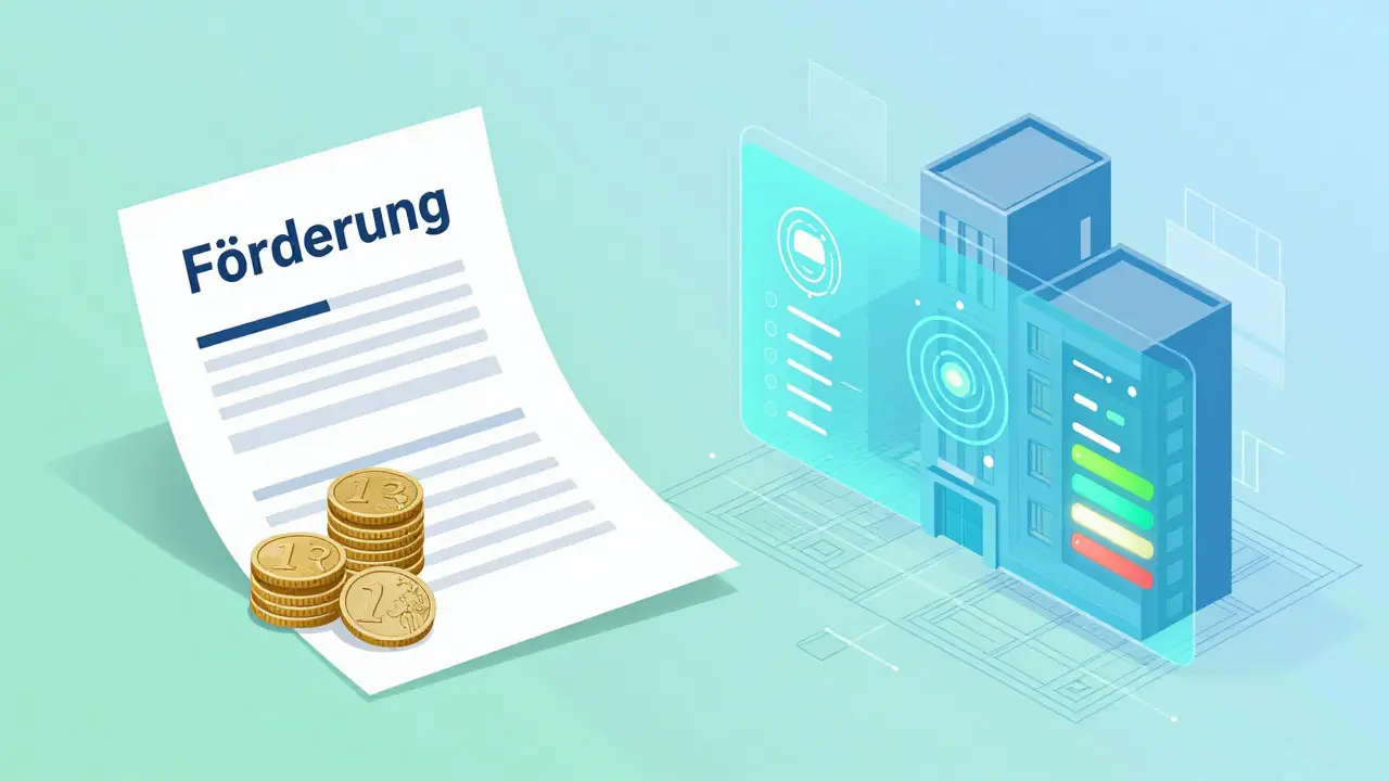 Symbolik für Fördermittel und smarte Leckage-Erkennungstechnologie