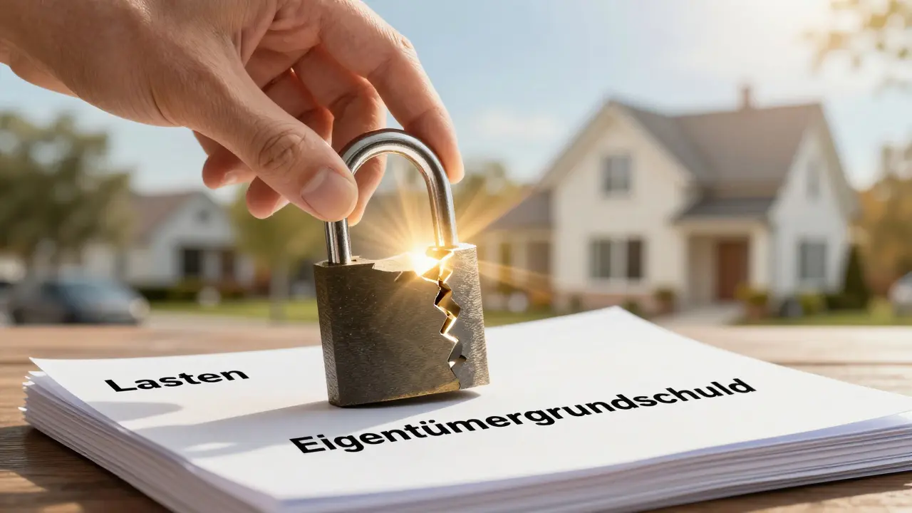 Symbolische Darstellung der Löschung einer Grundschuld am Haus