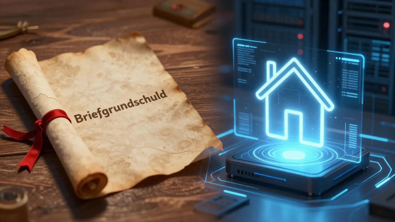 Vergleich alter Briefgrundschuld und neuer digitaler Buchgrundschuld