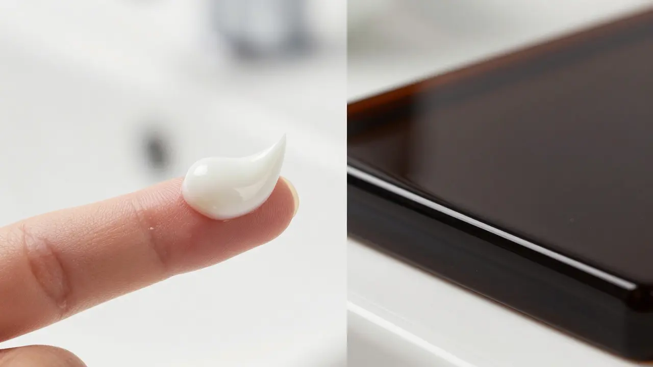 Vergleich von frischem Silikon und glänzendem Epoxidharz als Fugenmaterial