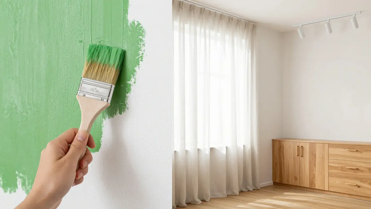 Vorher-Nachher-Blick auf kostengünstige Wohnraummoderne durch kleine Änderungen