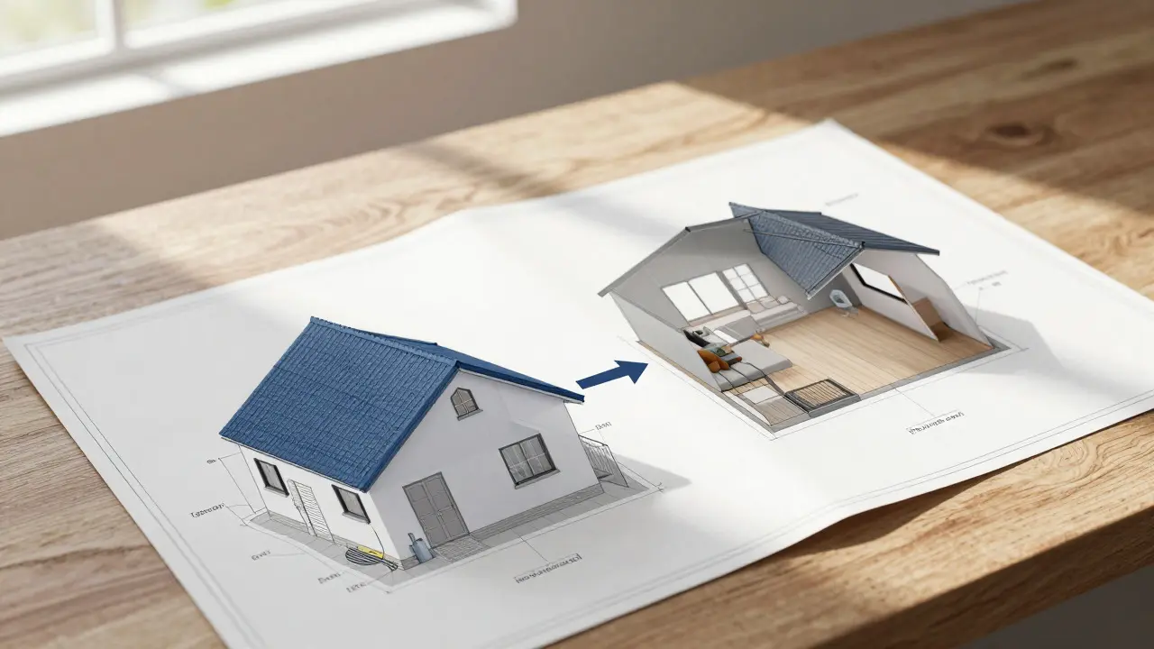 Architekturplan zeigt die logische Reihenfolge der Sanierungsschritte