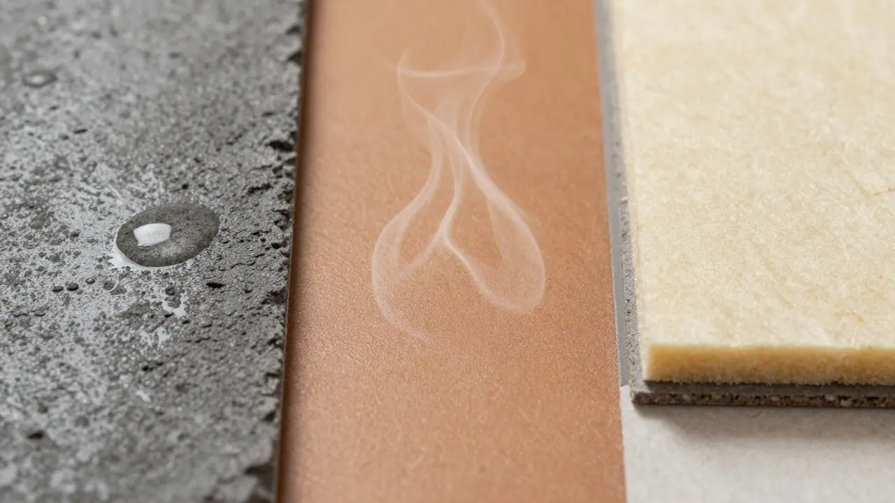 Detailansicht der Materialeigenschaften von Zement, Anhydrit und Trockenestrich