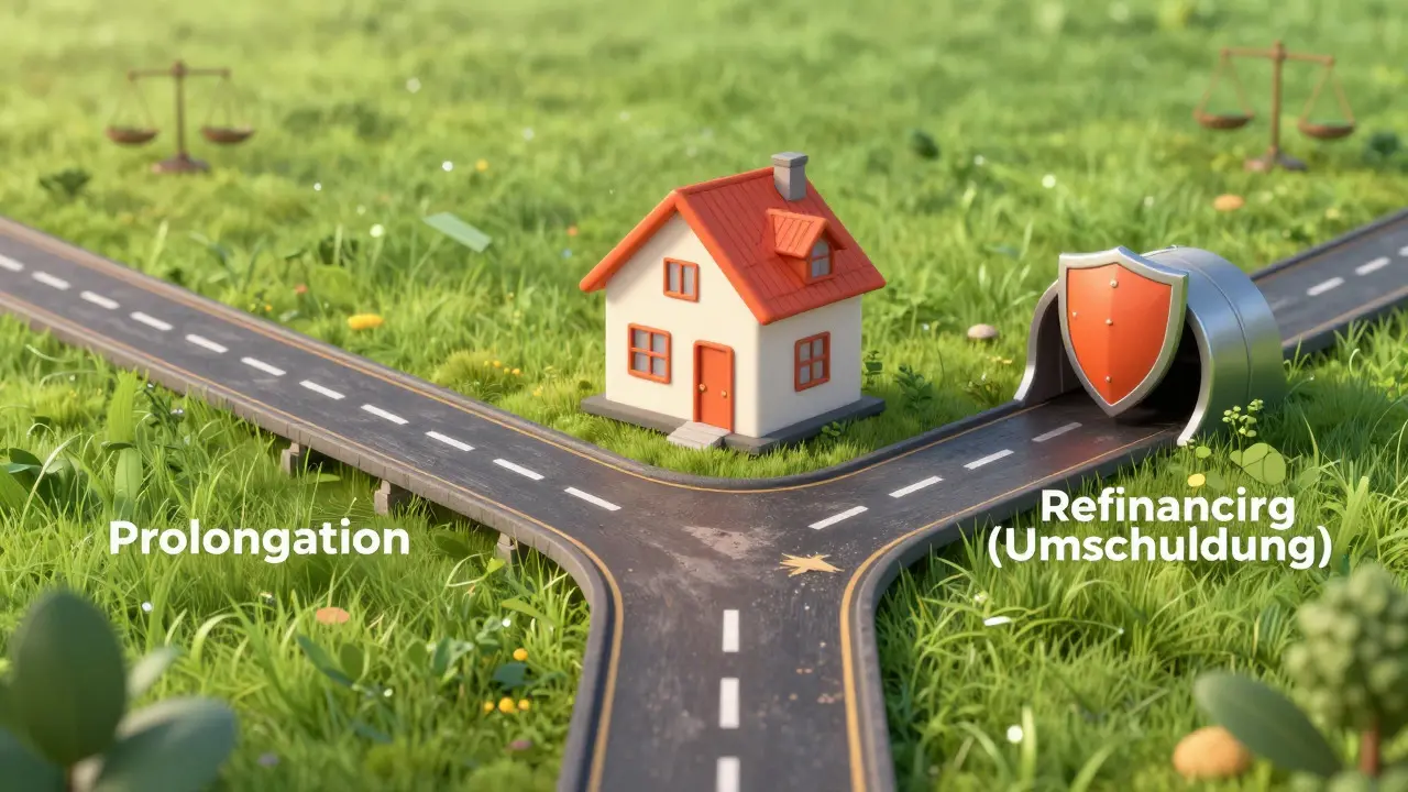 Konzeptionelle Darstellung von drei Finanzierungswegen zu einem Haus
