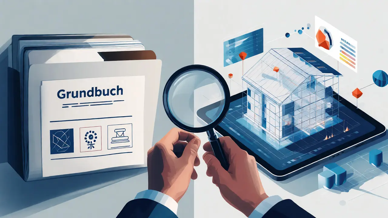 Illustration von digitalem Immobiliengutachten und Akten