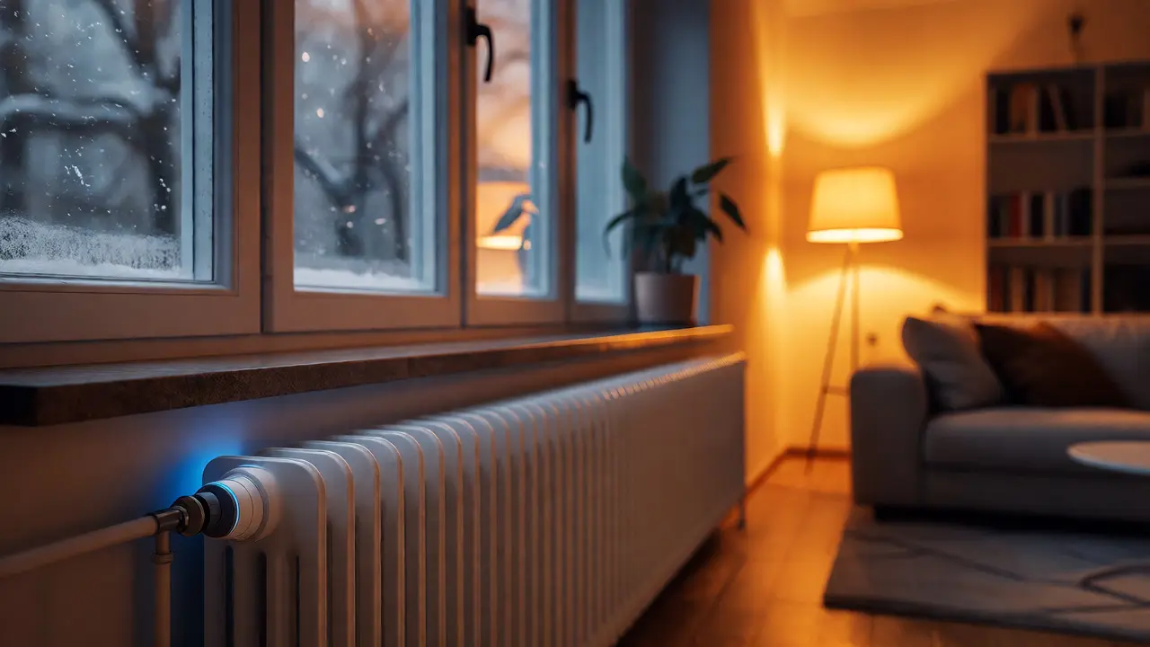 Smartes Thermostatventil an einer Heizung
